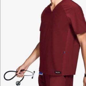 M Disney X FIGS Men's Raglan Scrub Top - Burgundy, Limited Release